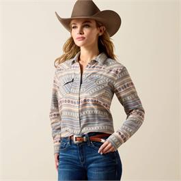Ariat Womens Arizona Western Snap Shirt - Ombre Blue Southwest - SML thumbnail