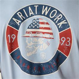 Ariat Rebar Cotton Strong Skull T-Shirt - Dusty Blue - SML thumbnail