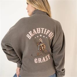 Binks & Bo Ladies Beautiful Ladies Quarter Zip Sweater - Premium Cotton - Faded  thumbnail