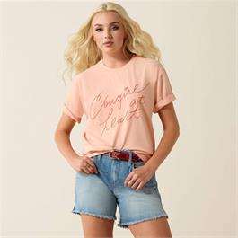 Ariat Womens Cowgirl at Heart T-Shirt - Tropical Peach - XS thumbnail