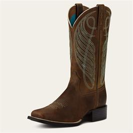 Ariat Womens Round Up Wide Square Western Boot - Powder Brown - (Size 5) thumbnail