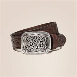 Ariat Womens Rhinestone Fillagree Belt - Brown - LG thumbnail