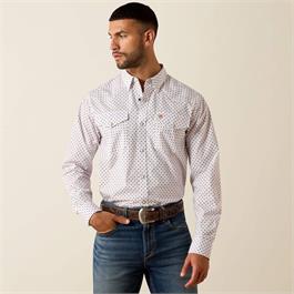 Ariat Mens Tony Fitted Western Snap Shirt - White Geo Print - XL thumbnail