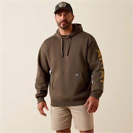 Ariat Rebar Lightweight Logo Hoodie - Major Brown Heather/Wood Thrush - XL thumbnail