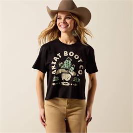 Ariat Womens Cacti Cowboy Hat T-Shirt - Black - LG thumbnail