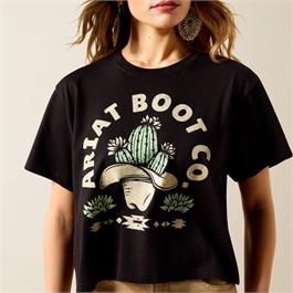 Ariat Womens Cacti Cowboy Hat T-Shirts - Black Thumbnail Image 3