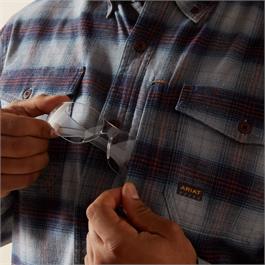 Ariat Rebar Flannel DuraStretch Work Shirts - Monument Thumbnail Image 4