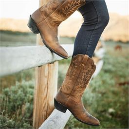 Ariat Womens Heritage R Toe Western Boots - Distressed Brown Thumbnail Image 1