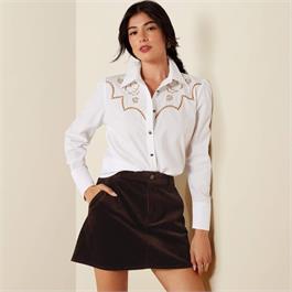 Ariat Womens Lattice Western Shirt - White - XL thumbnail