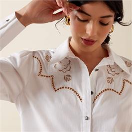 Ariat Womens Lattice Western Shirts - White Thumbnail Image 3