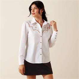 Ariat Womens Lattice Western Shirts - White Thumbnail Image 5