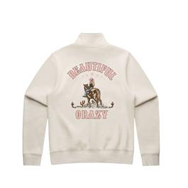 Binks & Bo Ladies Beautiful Crazy Quarter Zip Sweater - Premium Cotton - Ecru -  thumbnail
