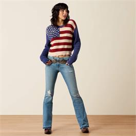 Ariat Womens Americana Sweaters - Indigo Knit Thumbnail Image 2