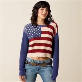 Ariat Womens Americana Sweaters - Indigo Knit Thumbnail Image 4