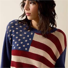Ariat Womens Americana Sweaters - Indigo Knit Thumbnail Image 5