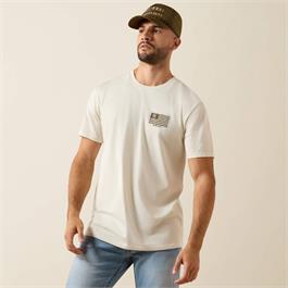Ariat Mens Buckle Flag Patriot T-Shirts - Siverbirch  Thumbnail Image 1