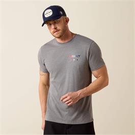 Ariat Mens USA Patriotic Badge T-Shirts - Athletic Heather Thumbnail Image 1