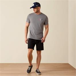 Ariat Mens USA Patriotic Badge T-Shirts - Athletic Heather Thumbnail Image 2