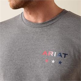 Ariat Mens USA Patriotic Badge T-Shirts - Athletic Heather Thumbnail Image 3