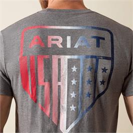 Ariat Mens USA Patriotic Badge T-Shirts - Athletic Heather Thumbnail Image 4