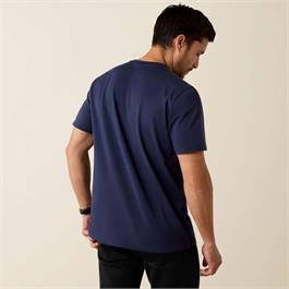 Ariat Vertical Logo T-Shirts - Navy Thumbnail Image 1