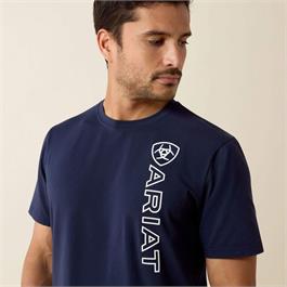 Ariat Vertical Logo T-Shirts - Navy Thumbnail Image 3