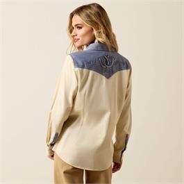 Ariat Womens Horseshoe Western Snap Shirts - Summer Sand / Chambray Thumbnail Image 1