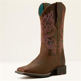 Ariat Womens Round Up StretchFit Wide Square Toe Western Boot - Sassy Brown - (S thumbnail