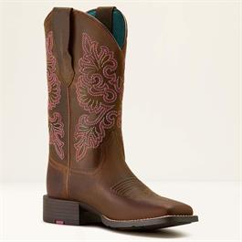 Ariat Womens Round Up StretchFit Wide Square Toe Western Boots - Sassy Brown Thumbnail Image 5