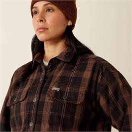 Ariat Womens Rebar Flannel Insulated Shirt Jackets- Rain Drum Thumbnail Image 3
