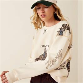 Ariat Womens Rancher Sweatshirts - Parchment Thumbnail Image 3