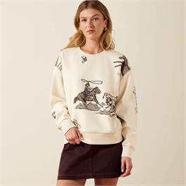 Ariat Womens Rancher Sweatshirts - Parchment Thumbnail Image 4