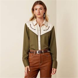 Ariat Womens Bellamy Snap Shirts - Ivy Green/Parchment thumbnail