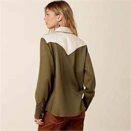 Ariat Womens Bellamy Snap Shirts - Ivy Green/Parchment Thumbnail Image 1