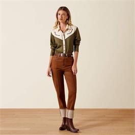 Ariat Womens Bellamy Snap Shirts - Ivy Green/Parchment Thumbnail Image 2