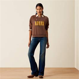 Ariat Womens Essential Crew Sweatshirts - Chicory Coffee Heather Thumbnail Image 2