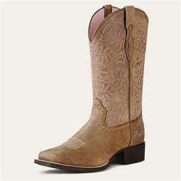 Ariat Womens Round Up Remuda Wide Square Toe Western Boot - Brown Bomber - (Size thumbnail