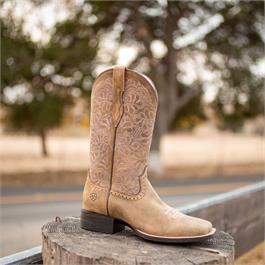 Ariat Womens Round Up Remuda Wide Square Toe Western Boots - Brown Bomber  Thumbnail Image 1