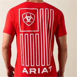 Ariat Mens Geo Flag T-Shirts - Mars Red Thumbnail Image 4