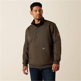 Ariat Mens Rebar Workman Duracanvas 1/4 Zip Sweatshirts - Earth thumbnail
