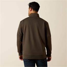 Ariat Mens Rebar Workman Duracanvas 1/4 Zip Sweatshirts - Earth Thumbnail Image 1