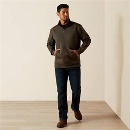 Ariat Mens Rebar Workman Duracanvas 1/4 Zip Sweatshirts - Earth Thumbnail Image 2