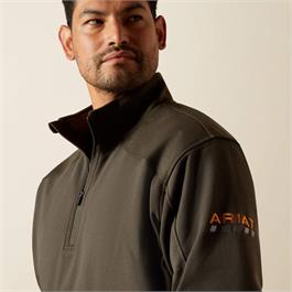 Ariat Mens Rebar Workman Duracanvas 1/4 Zip Sweatshirts - Earth Thumbnail Image 4