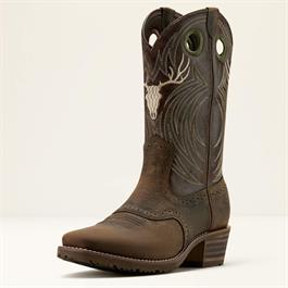 Ariat Mens Hybrid Roughstock Antler Square Toe Cowboy Boots - Wild Taupe thumbnail
