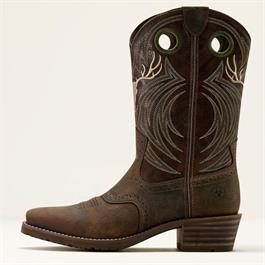 Ariat Mens Hybrid Roughstock Antler Square Toe Cowboy Boots - Wild Taupe Thumbnail Image 1