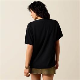 Ariat Womens Saddle Up Boyfriend T-Shirts - Pigment Black Thumbnail Image 1