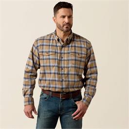 Ariat Rebar Flannel DuraStretch Work Shirt - Field Khaki - LG thumbnail