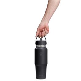 Hydro Flask 32oz (946ml) Wide Mouth Travel Bottle with Flex Straw Cap - Black Thumbnail Image 2
