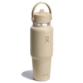 Hydroflask 32oz (946ml) Wide Mouth Travel Bottle with Flex Straw Cap - Oat Thumbnail Image 1