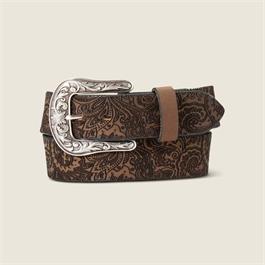 Ariat Womens Paisley Tooled Belt - Brown - LG thumbnail